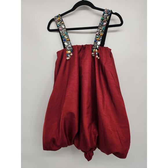 NWT Sunday in Brooklyn Embellished-Strap Bubble Mini Dress Size XS Red NA501 - Picture 6 of 12